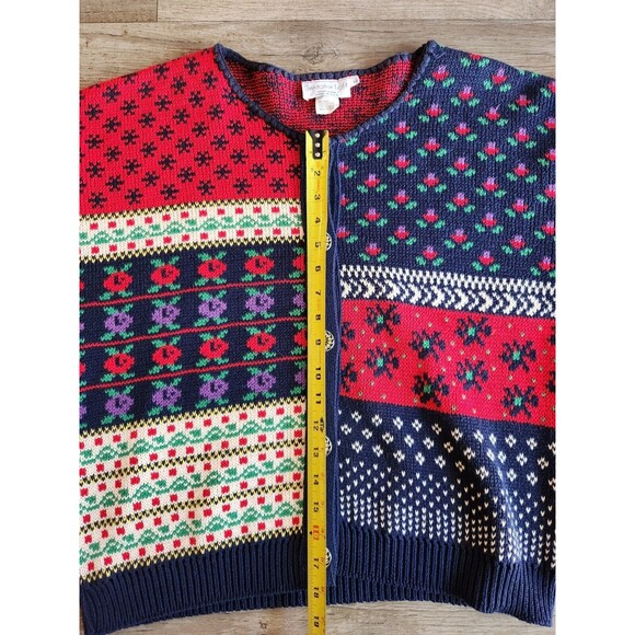 Vintage Sweater Loft Christmas Cardigan Sweater Snowflake Pattern Size Large - Picture 5 of 5